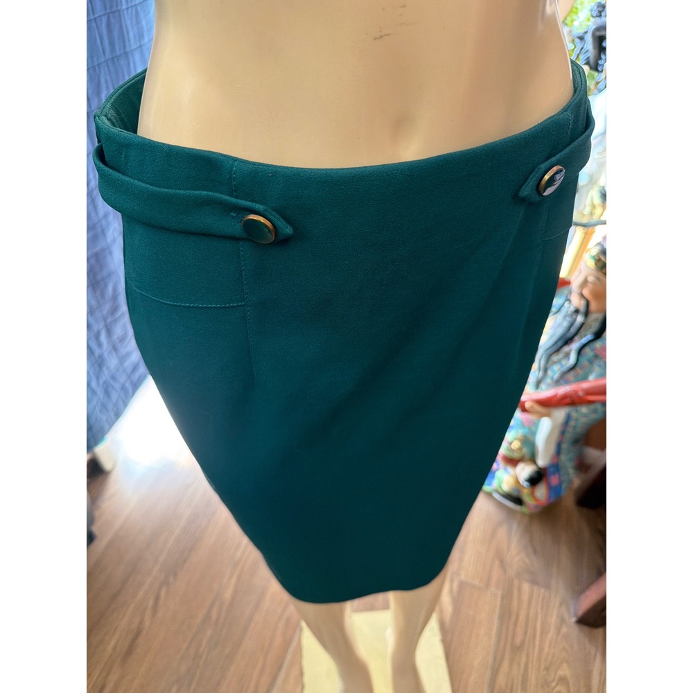 NYCC New York Clothing Co Teal Green Pencil Skirt with Waist‎ Button Details M